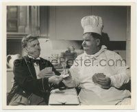 5m687 NOTHING BUT TROUBLE 8.25x10 still '45 chef & waiter Stan Laurel & Oliver Hardy playing cards!