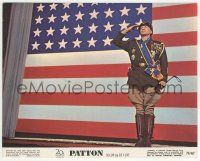 5m073 PATTON color 8x10 still '70 classic image of General George C. Scott saluting by flag!