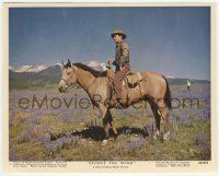 5m078 SADDLE THE WIND color 8x10 still #9 '57 full image of Robert Taylor on horse by mountains!
