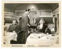 5m893 TERROR BY NIGHT 8x10.25 still '46 woman stops Basil Rathbone is Sherlock Holmes on train!