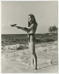 5m920 THUNDERBALL 8x10 still '65 full-length sexy Claudine Auger on beach with speargun!