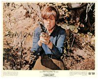 5m091 TRUE GRIT color 8x10 still '69 close up of scared Kim Darby holding pistol with both hands!