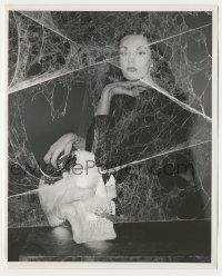 5m950 VAMPIRA 8x10 still '50s wonderful portrait of the sexy horror icon with skull & cobwebs!