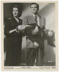 5m998 ZERO HOUR 8x10 still '57 c/u of Linda Darnell & Dana Andrews holding unconscious boy!