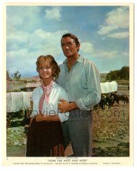 5m041 HOW THE WEST WAS WON color English FOH LC #2 '62 great c/u of Gregory Peck & Debbie Reynolds!