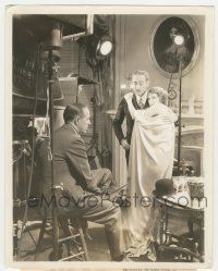 5m521 JOURNAL OF A CRIME candid 8x10 still '34 director w/ Adolphe Menjou & Ruth Chatterton on set!