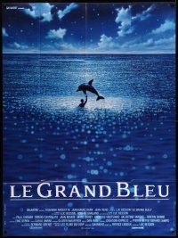 5p677 BIG BLUE original cut French 1p '88 Luc Besson's Le Grand Bleu, cool dolphin image!