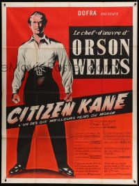 5p705 CITIZEN KANE French 1p R50s different full-length art of Orson Welles as Charles Foster Kane!