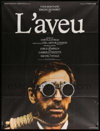 5p710 CONFESSION French 1p '70 Costa Gavras, Yves Montand with goggles & noose around his neck!