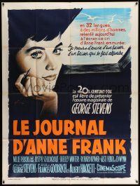 5p726 DIARY OF ANNE FRANK French 1p '59 Grinsson art of Millie Perkins as famous WWII Jewish girl!