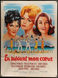 5p754 FOLLOW THE BOYS French 1p '64 different Soubie art of Connie Francis, Prentiss & Dany Robin!