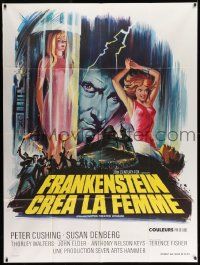 5p758 FRANKENSTEIN CREATED WOMAN French 1p '67 Peter Cushing, Susan Denberg, different horror art!