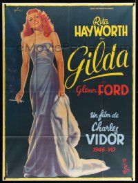 5p763 GILDA French 1p R72 art of sexy Rita Hayworth full-length in sheath dress by Boris Grinsson!