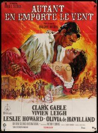 5p768 GONE WITH THE WIND French 1p R89 art of Gable carrying Vivien Leigh over Atlanta burning!