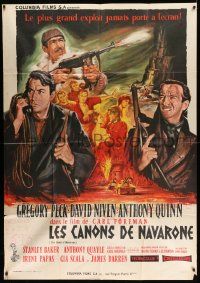5p773 GUNS OF NAVARONE style C French 1p '61 Mascii art of Gregory Peck, David Niven & Anthony Quinn