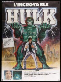 5p790 INCREDIBLE HULK French 1p '79 great different artwork of Bill Bixby & Lou Ferrigno!
