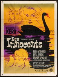 5p791 INNOCENTS French 1p '62 different art of Deborah Kerr & swan, Henry James' classic story!