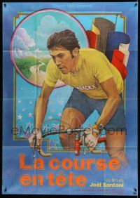 5p804 LA COURSE EN TETE French 1p '74 Joel Santoni, art of real life cyclist Eddy Merckx on bike!
