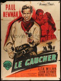 5p817 LEFT HANDED GUN French 1p '58 different Jean Mascii art of Paul Newman as Billy the Kid!