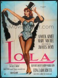 5p829 LOLA French 1p '61 Jacques Demy, full-length art of sexy Anouk Aimee by Jean Mascii!