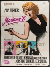 5p834 MADAME X French 1p '66 different art of sexy Lana Turner with gun by Boris Grinsson!