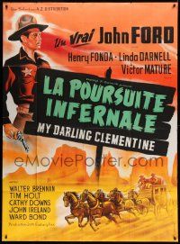 5p854 MY DARLING CLEMENTINE French 1p R60s John Ford, Henry Fonda, Victor Mature, different!