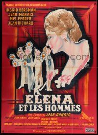 5p880 PARIS DOES STRANGE THINGS French 1p '57 Jean Renoir, different Peron art of Ingrid Bergman!