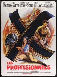 5p891 PROFESSIONALS French 1p R70s Mascii art of Lancaster, Lee Marvin & sexy Claudia Cardinale!