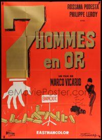 5p916 SEVEN GOLDEN MEN French 1p '65 Mario Vicario's Sette uomini d'oro, cool bank robbery art!