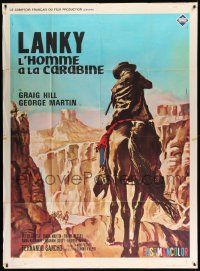 5p952 TASTE OF KILLING French 1p '66 cool art of cowboy aiming his rifle at men in canyon!!