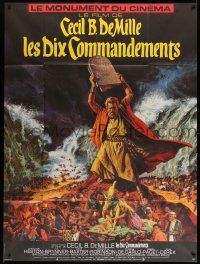 5p953 TEN COMMANDMENTS French 1p R70s Cecil B. DeMille classic, art of Charlton Heston w/ tablets!