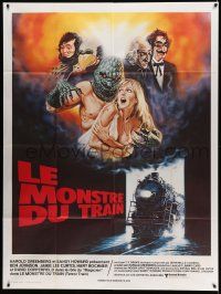 5p955 TERROR TRAIN French 1p '81 great different art with monsters attacking sexy sorority girl!