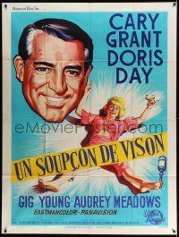 5p957 THAT TOUCH OF MINK French 1p '62 great different artwork of Cary Grant & drunk Doris Day!