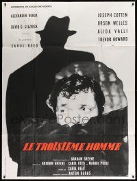 5p959 THIRD MAN French 1p R80s different close up of Orson Welles + silhouette, classic film noir!