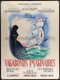 5p981 VAGABONDS IMAGINAIRES French 1p '50 wonderful Simon Marchand art of woman silhouette & ship!