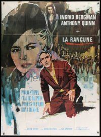 5p986 VISIT French 1p '64 different Vanni Tealdi art of Ingrid Bergman & Anthony Quinn!