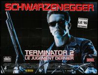 5p616 TERMINATOR 2 French 8p '91 close up of Arnold Schwarzenegger on motorcycle with shotgun!