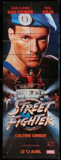 5p654 STREET FIGHTER French door panel '94 Jean-Claude Van Damme, Raul Julia!