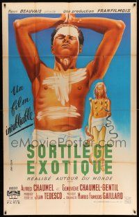 5p622 SORTILEGE EXOTIQUE French 40x63 '42 cool art of painted island natives by Jean Colin!