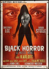5p142 CRIMSON CULT Italian 1p '69 Boris Karloff, Christopher Lee, cool different art, Black Horror!