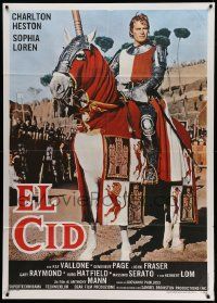 5p154 EL CID Italian 1p R70s great different image of Charlton Heston wearing armor on horse!