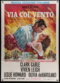 5p169 GONE WITH THE WIND Italian 1p R70s Terpning art of Gable carrying Leigh over burning Atlanta!