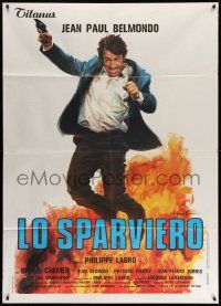 5p176 HUNTER WILL GET YOU Italian 1p '76 art of exploding Jean-Paul Belmondo by Ciriello!