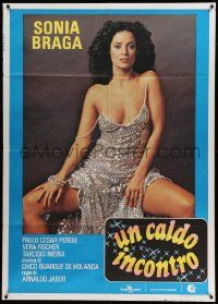5p177 I LOVE YOU Italian 1p '84 great full-length image of sexy Brazilian Sonia Braga!
