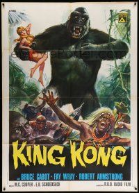 5p187 KING KONG Italian 1p R73 different Casaro art of the giant ape carrying sexy Fay Wray!
