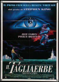 5p195 LAWNMOWER MAN Italian 1p '92 Stephen King sci-fi, cool different art by Pitarelli!