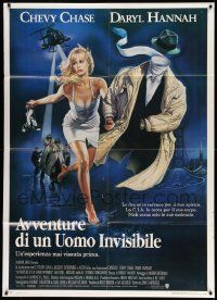 5p209 MEMOIRS OF AN INVISIBLE MAN Italian 1p '92 best Casaro art of Chevy Chase & Daryl Hannah!