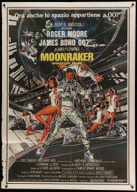 5p215 MOONRAKER Italian 1p '79 art of Roger Moore as James Bond & sexy space babes by Goozee!