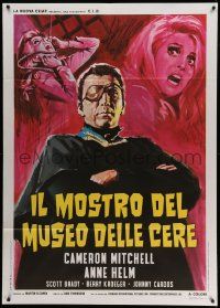 5p220 NIGHTMARE IN WAX Italian 1p '69 different art of Cameron Mitchell w/eyepatch & Anne Helm!