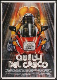 5p238 QUELLI DEL CASCO Italian 1p '88 great Enzo Sciotti art of sexy woman on motorcycle!